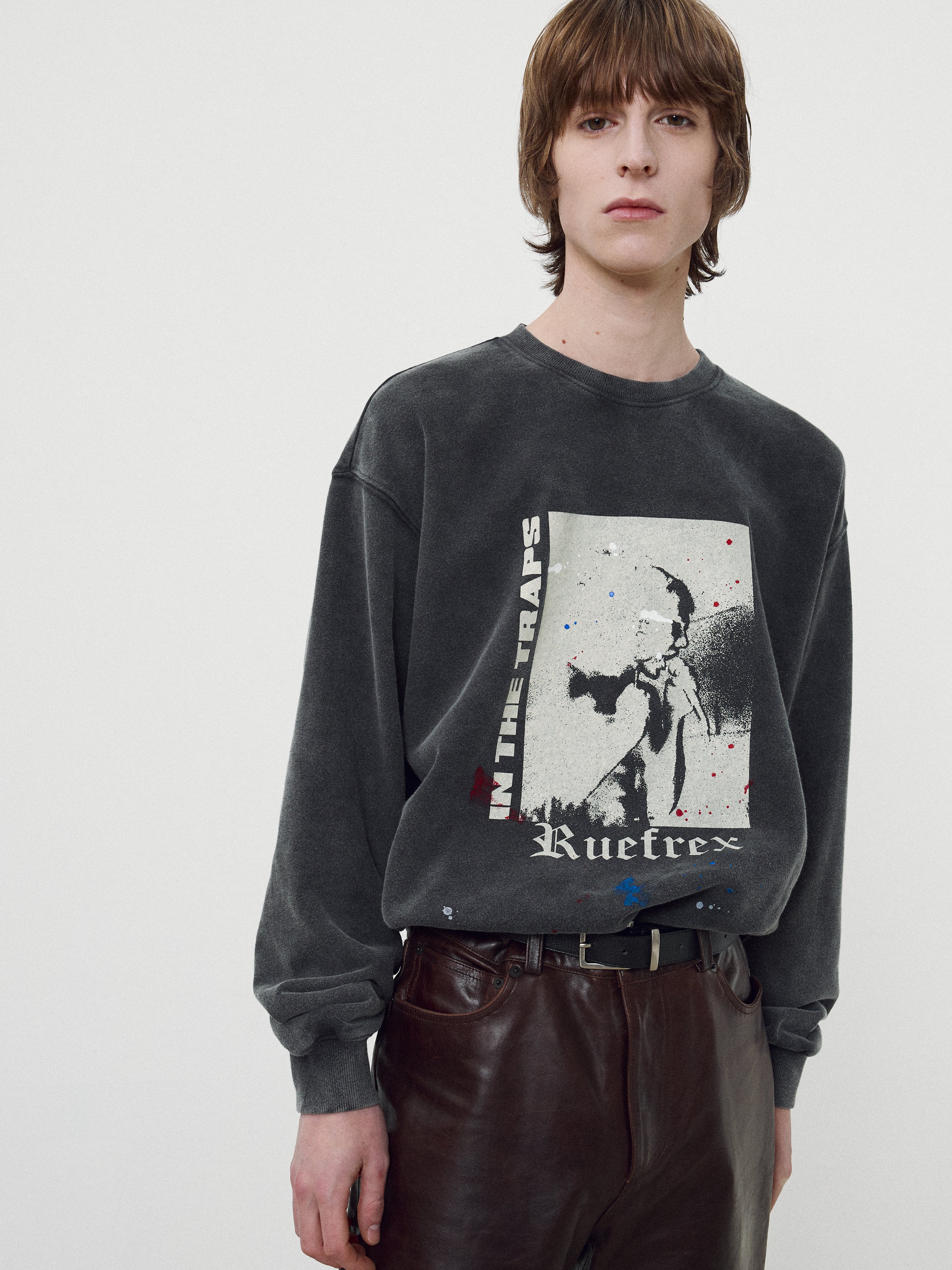 Rueflex Hand-Painted Sweatshirt_ Faded Black