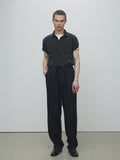 GARMENT DYED DISTRESSED PIQUÉ POLO_ FADED BLACK