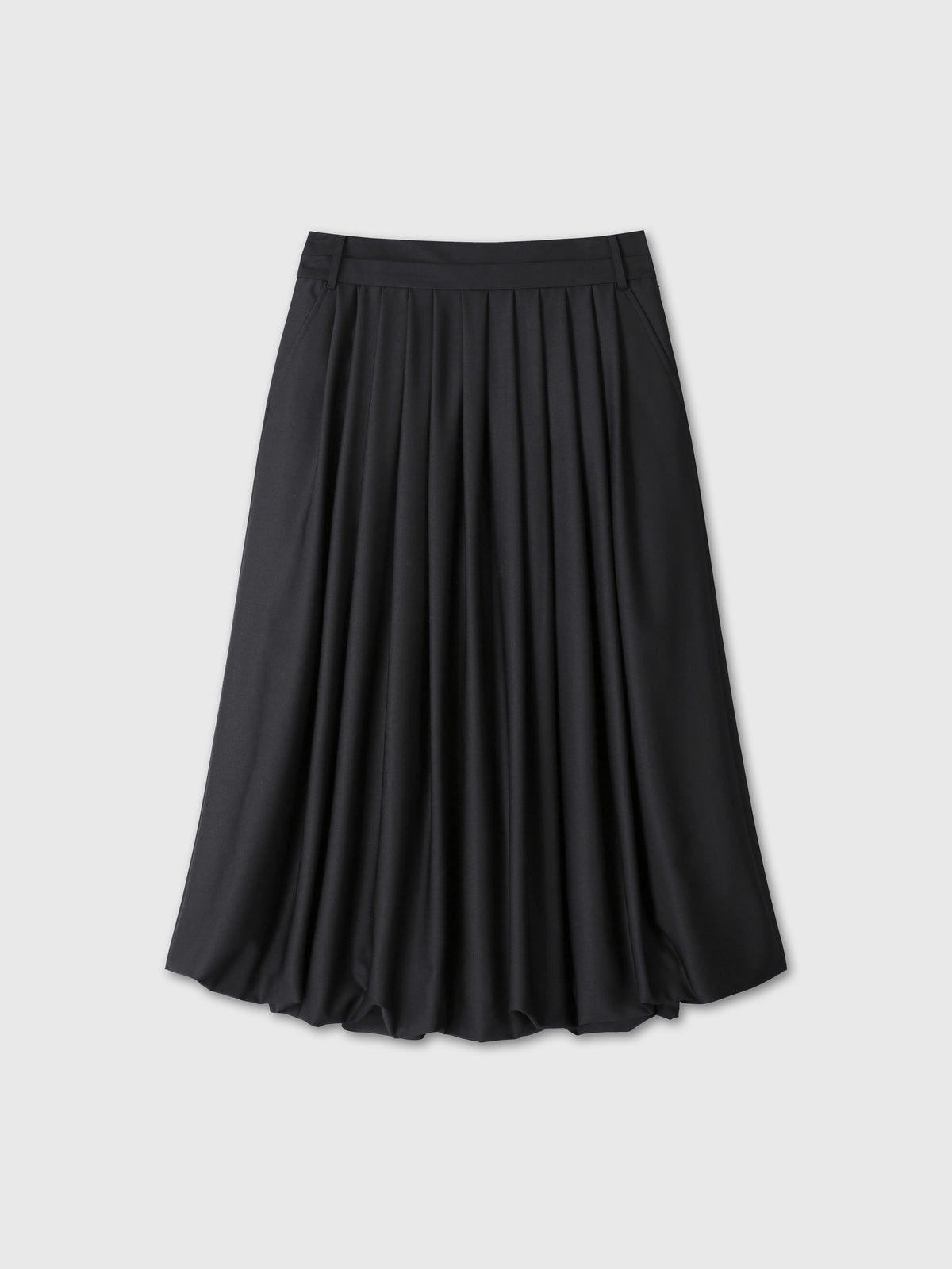 (W) WOOL BALLOON SKIRT_ BLACK