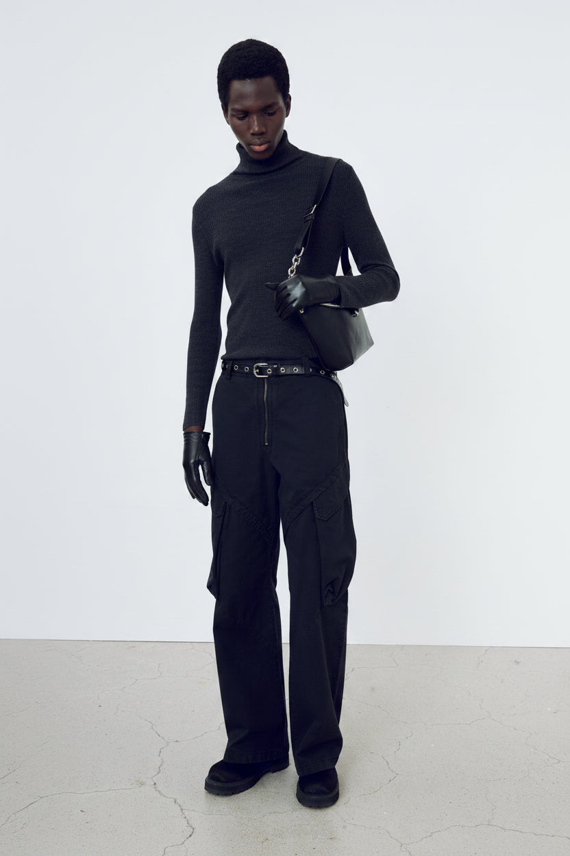 Garment-Dyed Gabardine Wide Cargo Pants_ Carbon Pigment