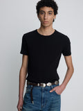 SOFT RIBBED FITTED T-SHIRT_ BLACK