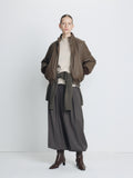 (W) CROPPED PADDED JACKET_ BROWN