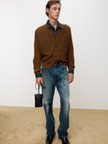 WOOL AND MOHAIR RIBBED MESH CARDIGAN_ CAMEL