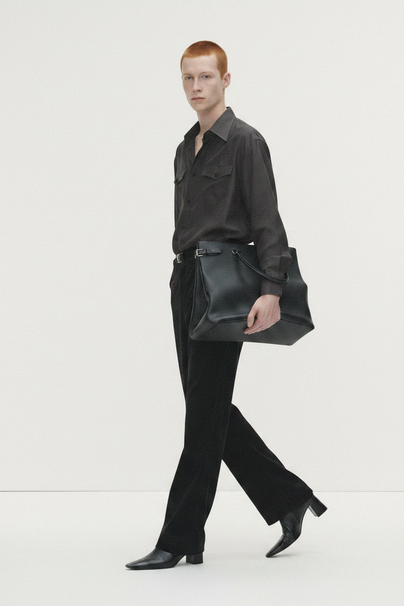 VELVET CORDUROY FLARED PANTS (JAPANESE FABRIC)_ BLACK