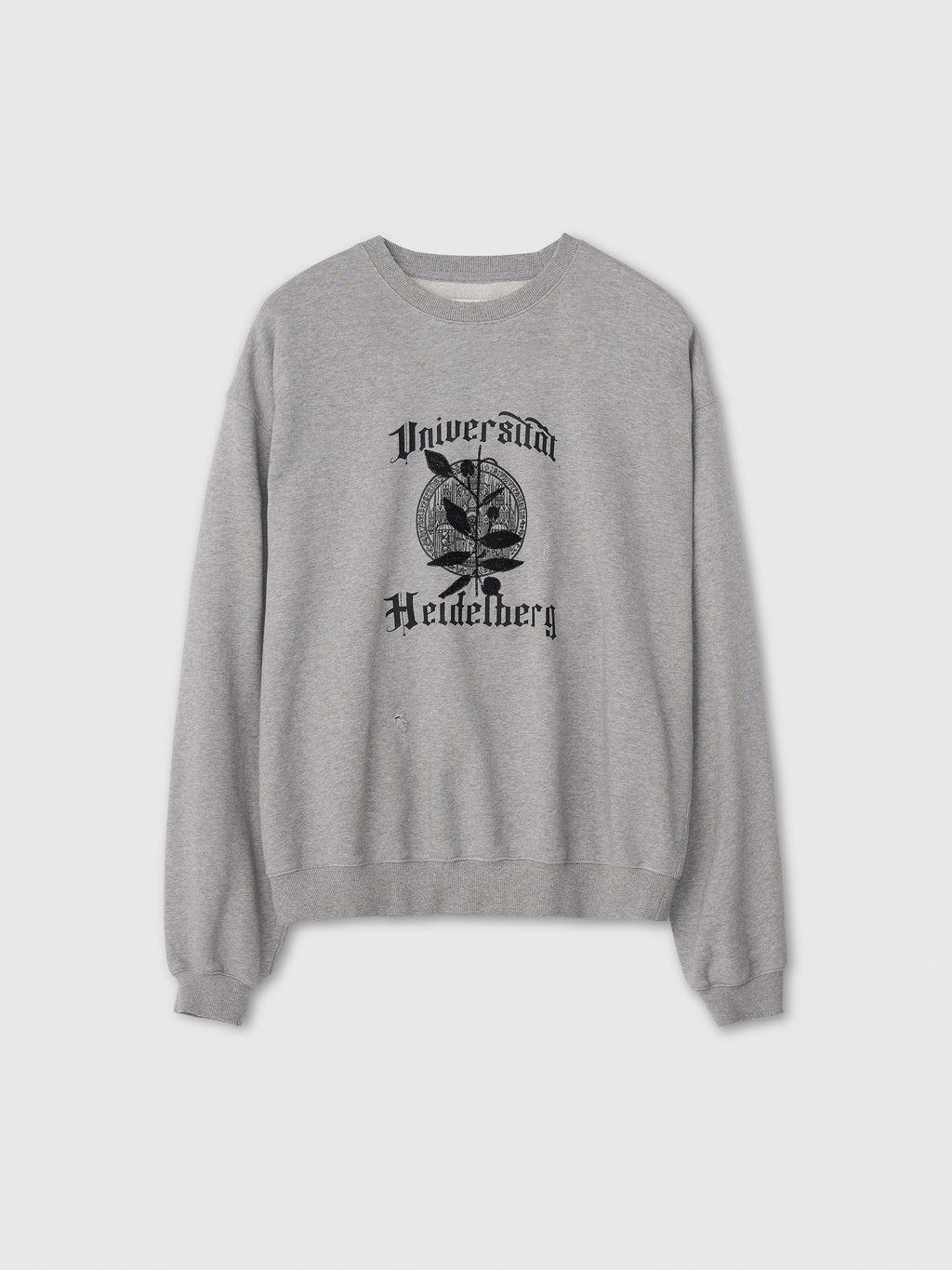 Embroidery Overlap College Sweatshirt_ Heather Grey