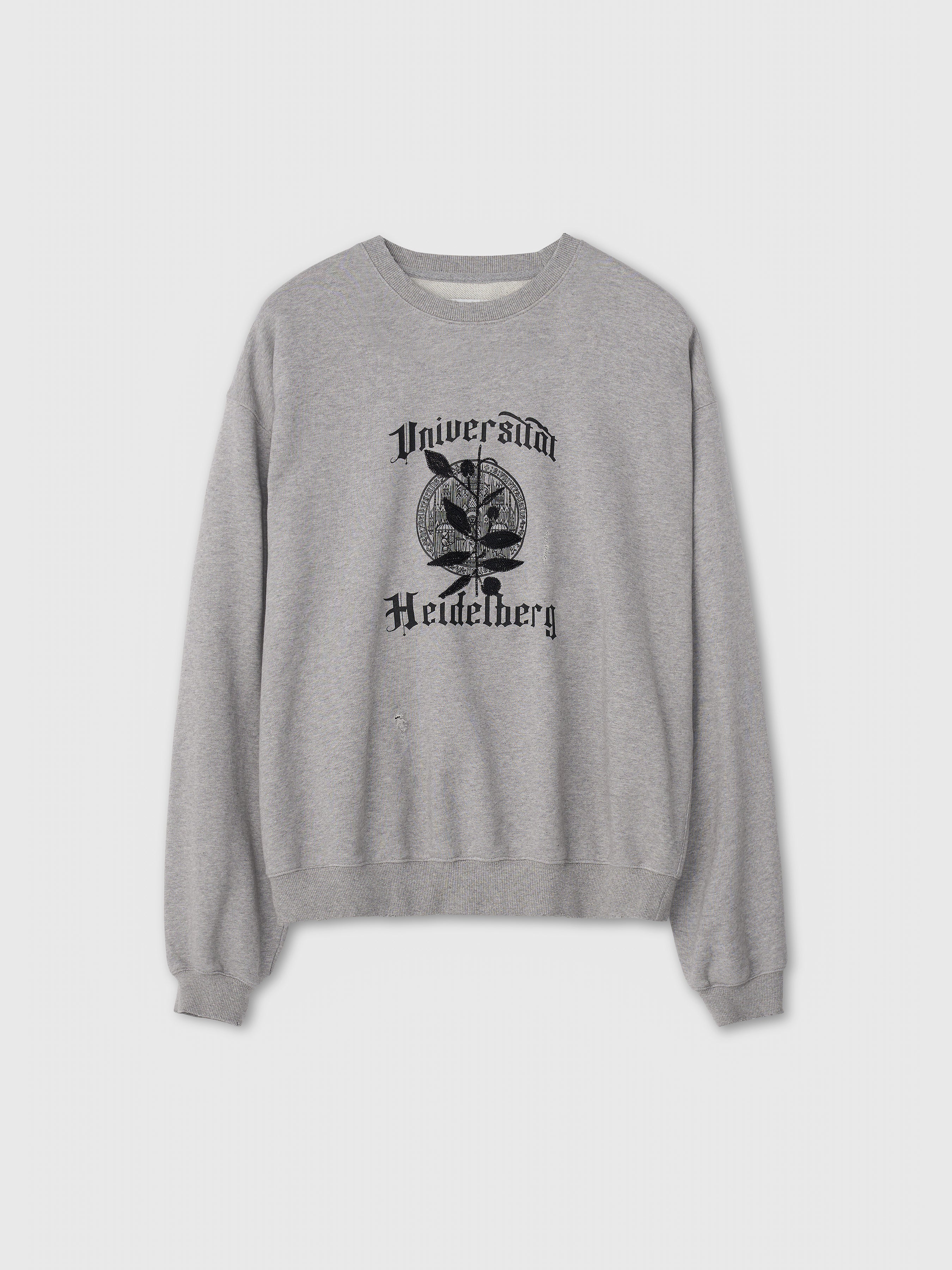 Embroidery Overlap College Sweatshirt_ Heather Grey