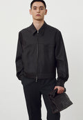 Worsted Wool Western Blouson Jacket_ Brown Stripe