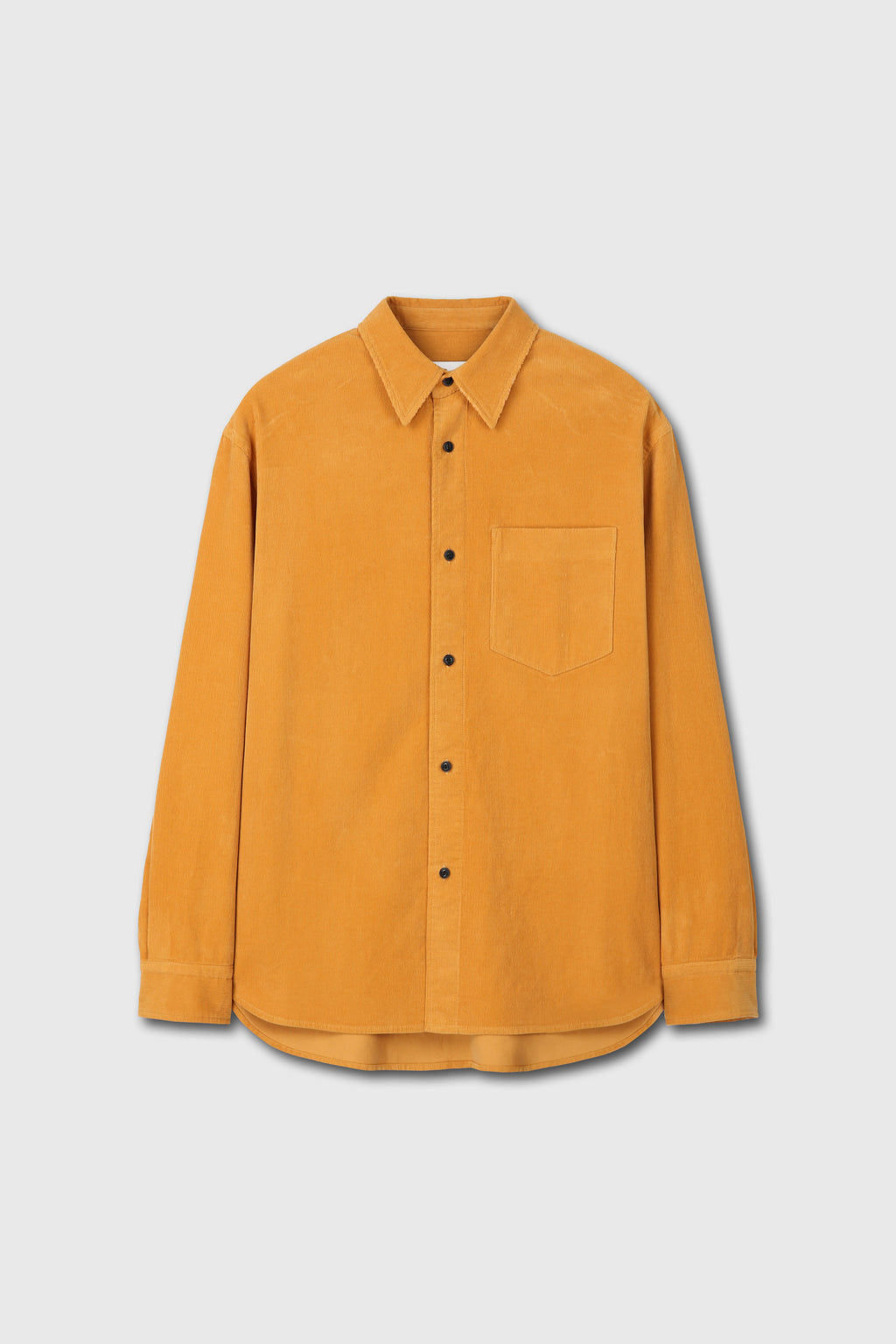 WASHED CORDUROY DISTRESSED SHIRT_ MUSTARD
