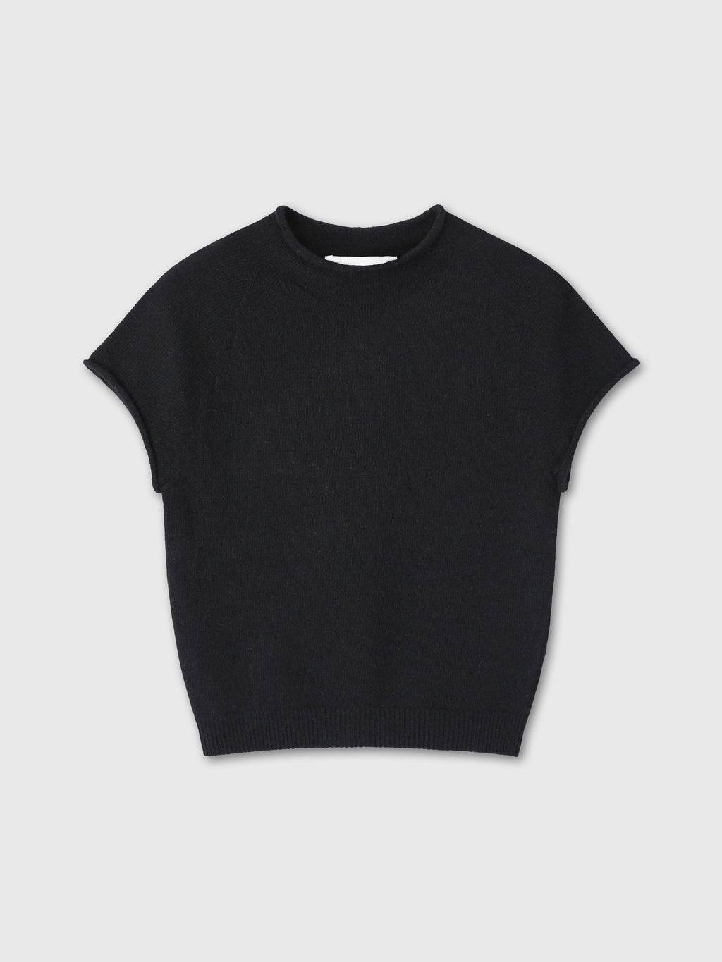 (W) SUPERFINE WOOL CROPPED SWEATER_ BLACK