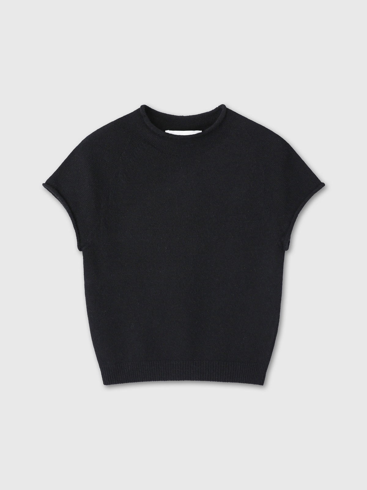 (W) SUPERFINE WOOL CROPPED SWEATER_ BLACK