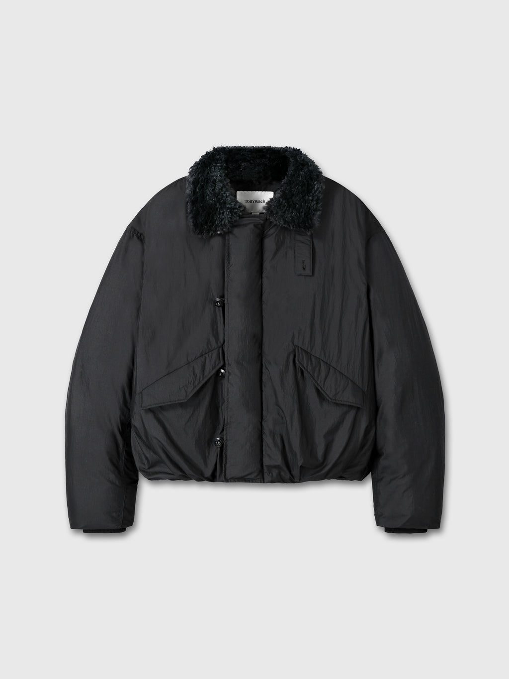 SHEARLING COLLAR PUFFER BLOUSON_ BLACK