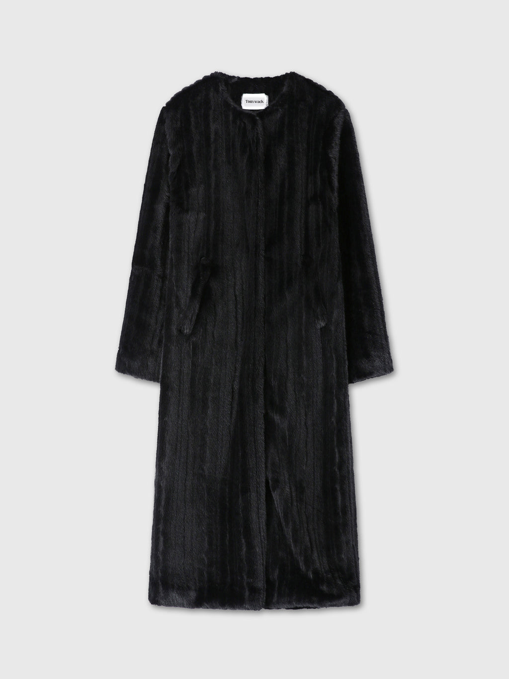 (W) FAUX FUR LONG COAT_ BLACK