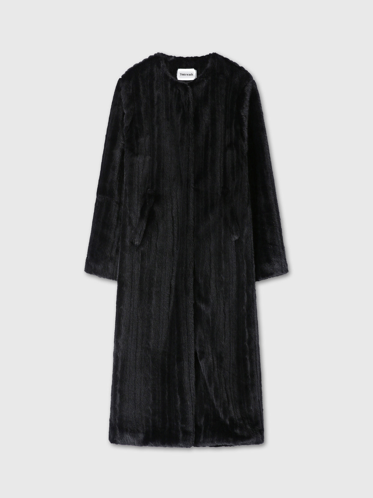 (W) FAUX FUR LONG COAT_ BLACK