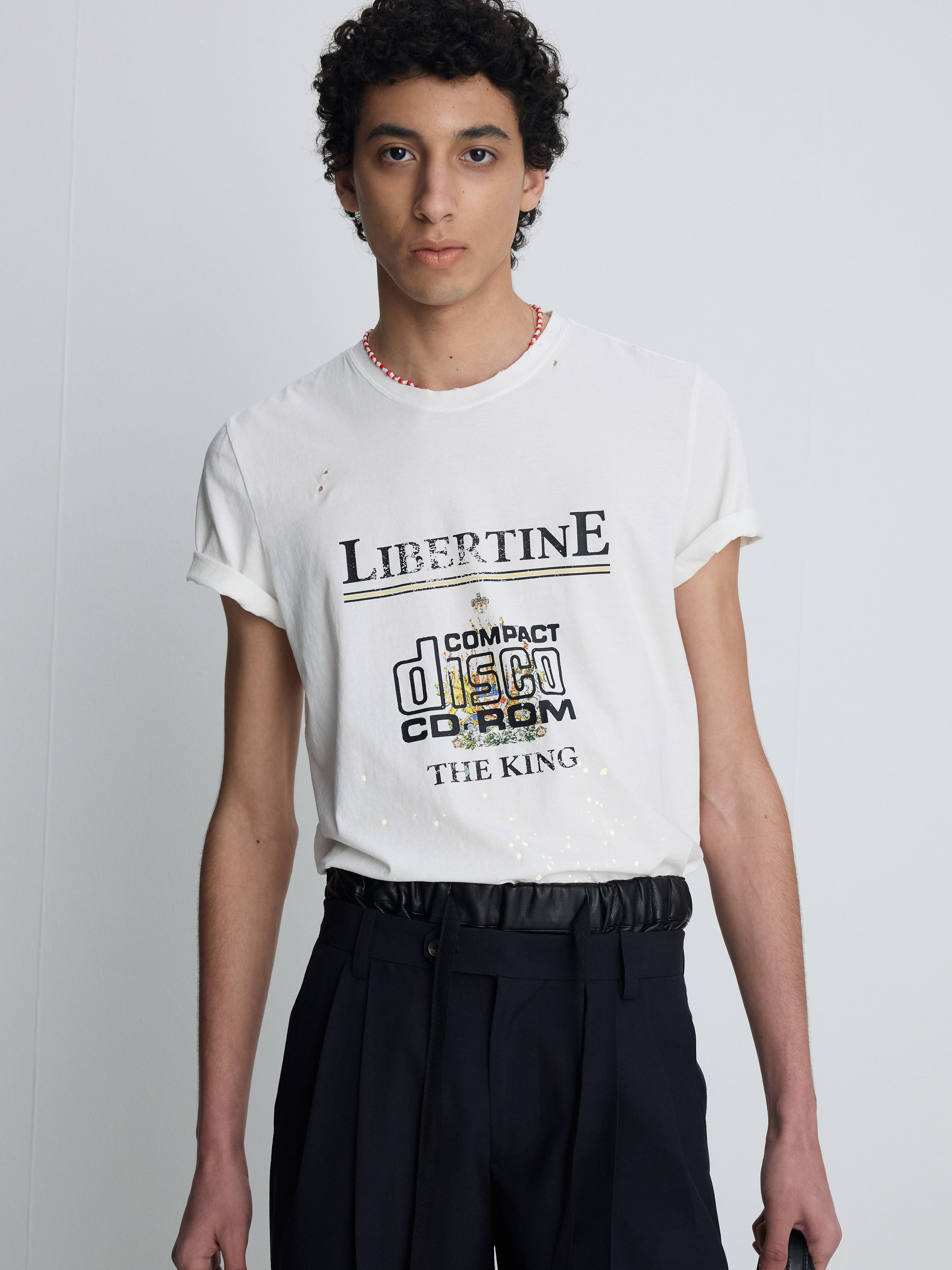 DISTRESSED LIBERTINE T-SHIRT_ WHITE