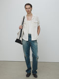 FRENCH LINEN CROCHED SHIRT_ LIGHT BEIGE