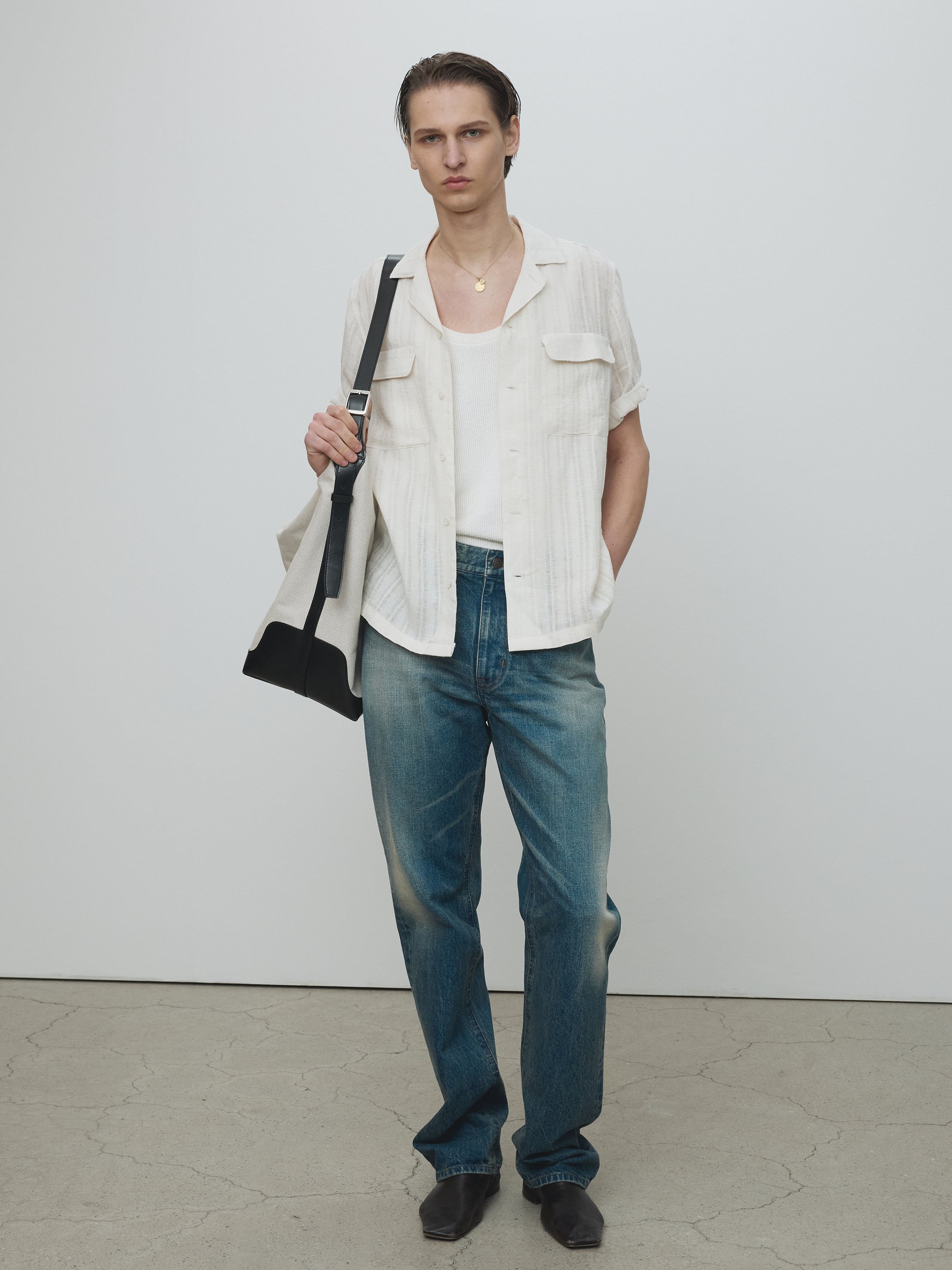 FRENCH LINEN CROCHED SHIRT_ LIGHT BEIGE