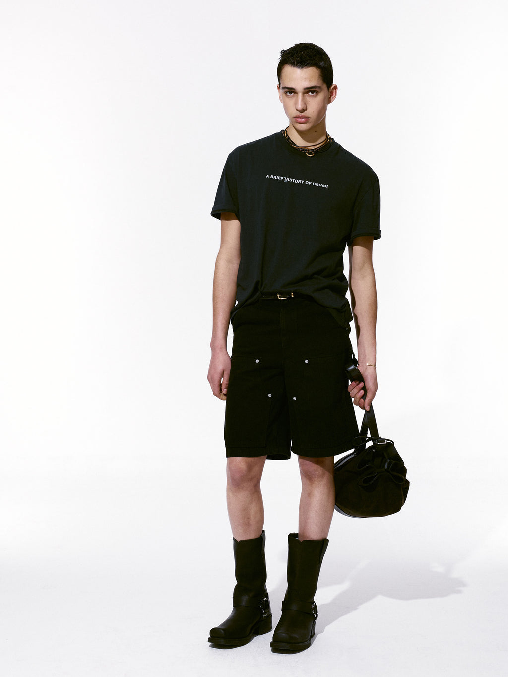 Drug Reference Garment Dyeing T-shirt_ Black Pigment