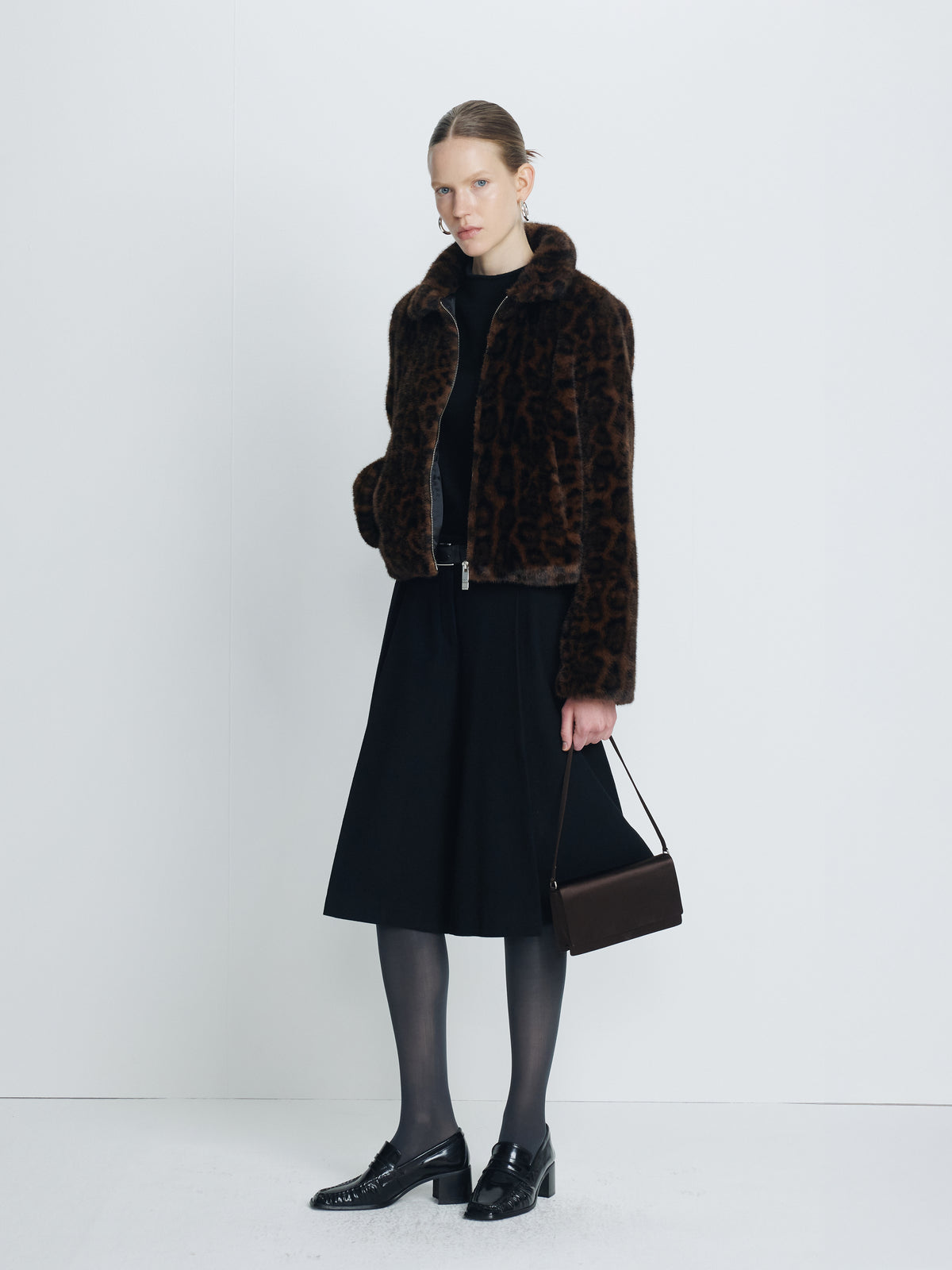 (W) LEOPARD FAUX FUR ZIPPERED JACKET_ BROWN LEOPARD PRINT