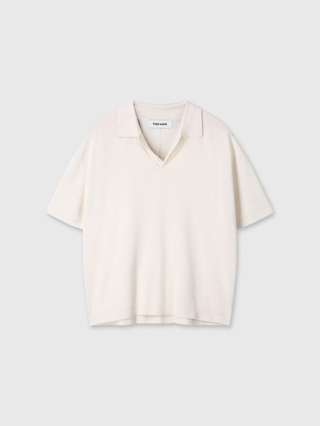SILK CASHMERE OPEN COLLAR KNIT_ ECRU