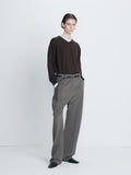 (W) WOOL OVERSIZED TROUSERS_ TAUPE GREY