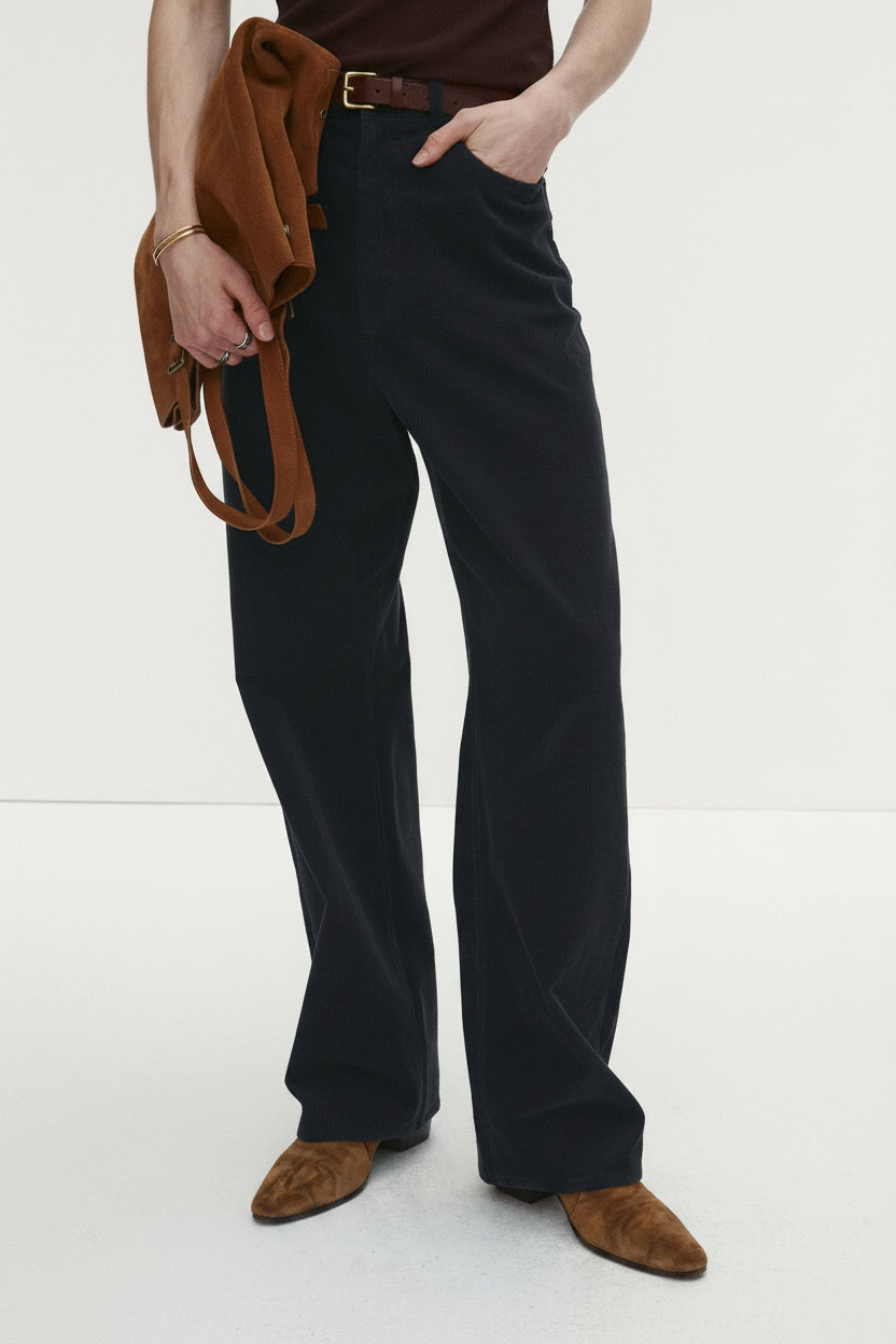 CORDUROY LOOSE FLARED PANTS_ INK