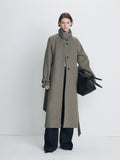 (W) HIGH-NECK BELTED WOOL COAT_ HEATHER GREY