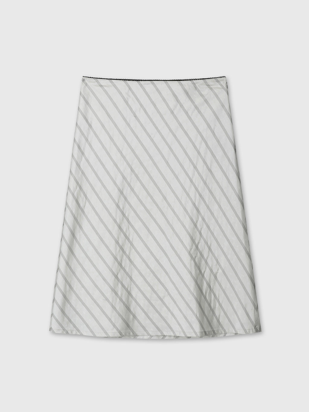 (W) SILK STRIPES MIDI-SKIRT_ GREY STRIPE