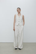 LINEN TAILORED VEST_ IVORY
