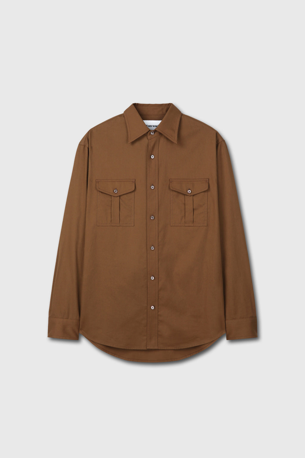 SAND-WASHED COTTON OFFICER SHIRT_ AMBER BROWN
