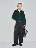 Italian Cotton Hard Twist Zip-up Knit_ Dark Green