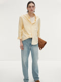 COTTON LYOCELL DISTRESSED OXFORD SHIRT_ PALE YELLOW