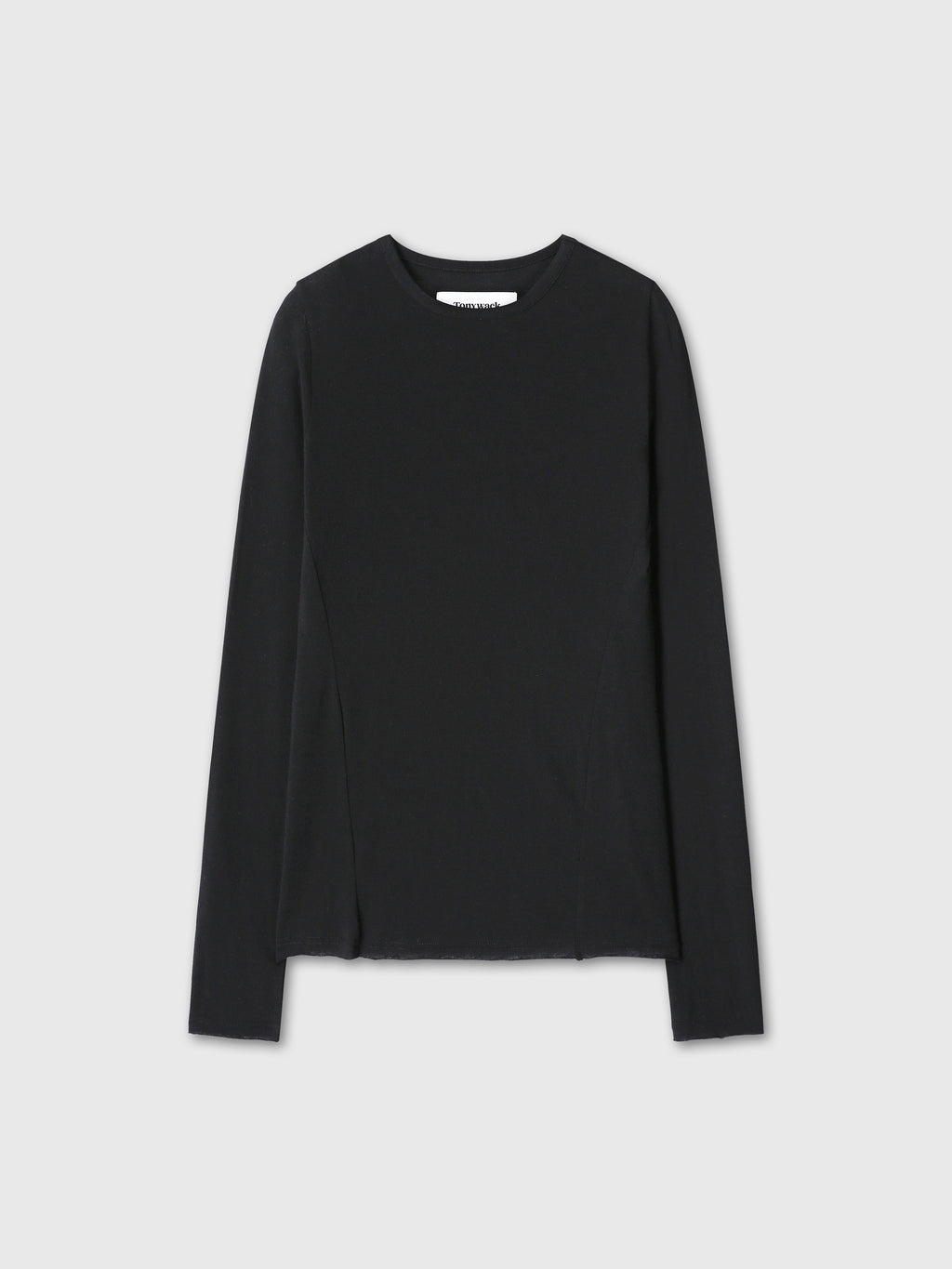 (W) CREW NECK LONG SLEEVE TOP_ BLACK