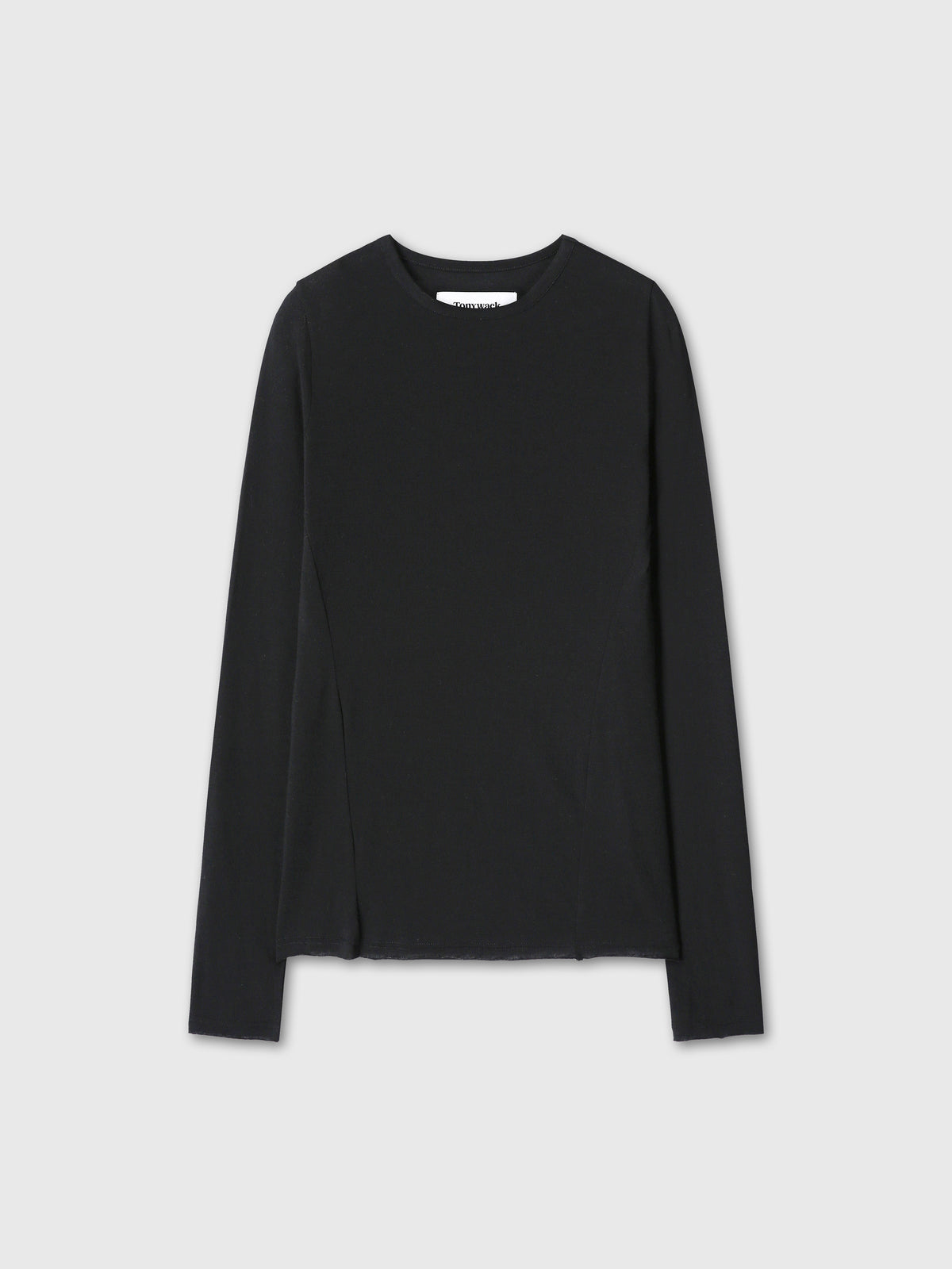 (W) CREW NECK LONG SLEEVE TOP_ BLACK