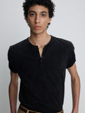 (2026.06.09 Open) GARMENT DYED HENLEY NECK TOP_ VINTAGE BLACK