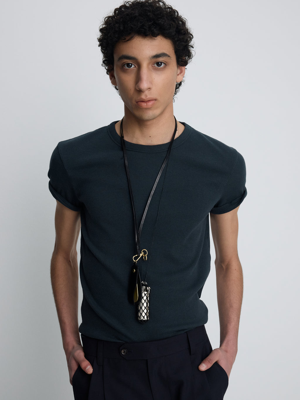 SOFT RIBBED FITTED T-SHIRT_ NAVY TEAL