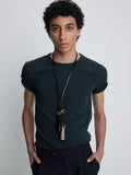 SOFT RIBBED FITTED T-SHIRT_ NAVY TEAL