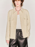 Wool and Lyocell Natural Tweed Shirt Jacket_ Sage Beige