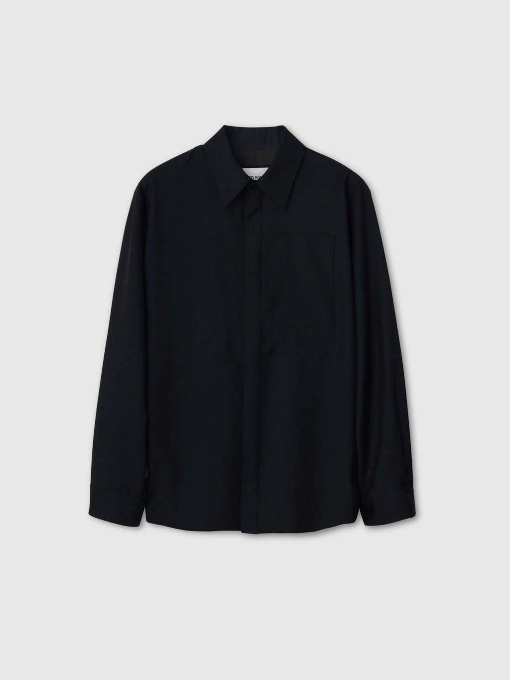 Wool Twill Hidden Pocket Shirt_ Black