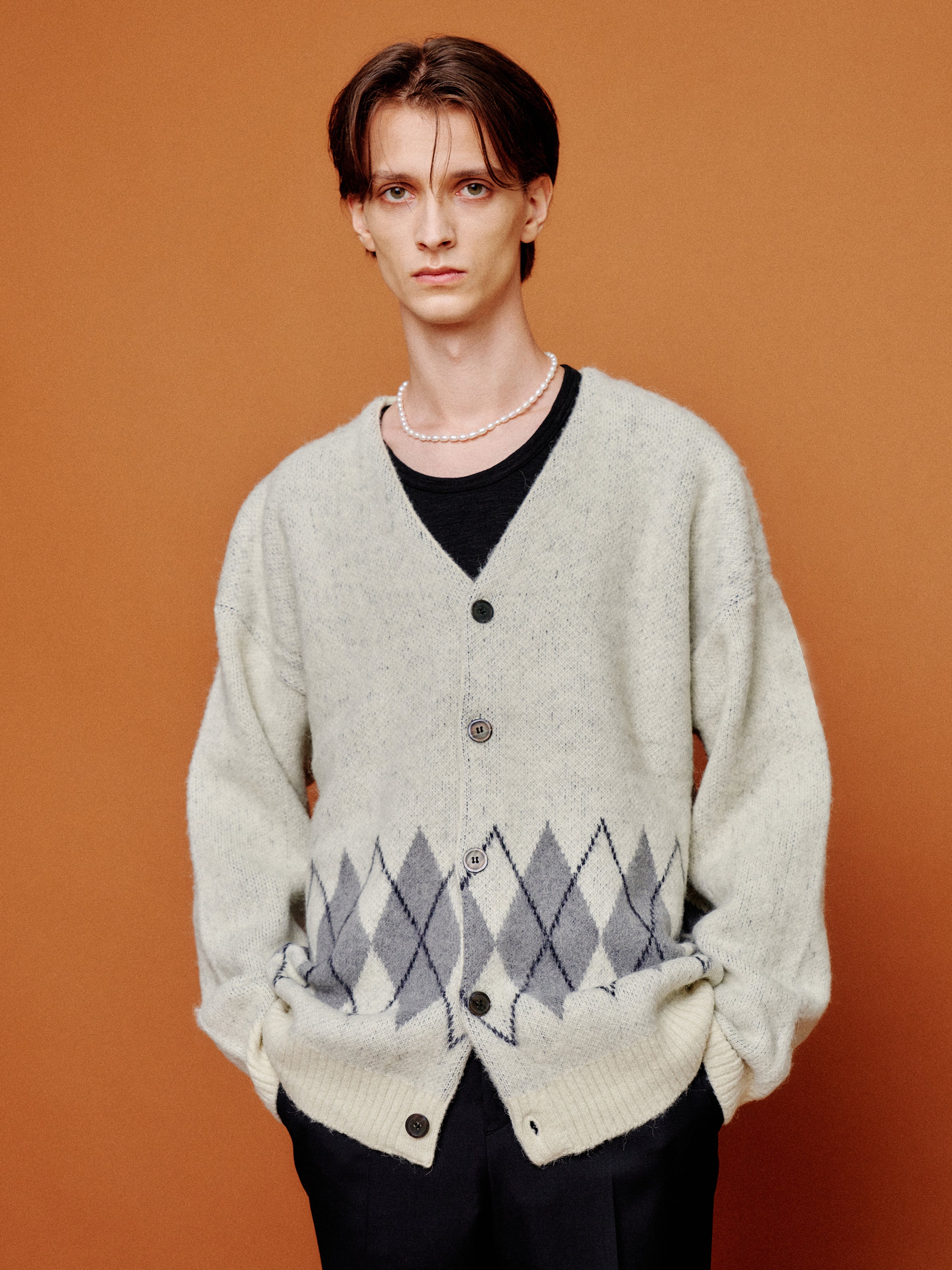 Stiff Mohair Cardigan_ Ecru