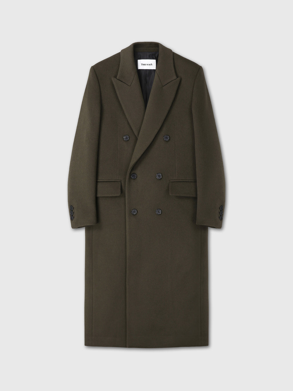 (W) WOOL TAILORED DOUBLE-BREASTED MAXI COAT_ KHAKI DARK BROWN