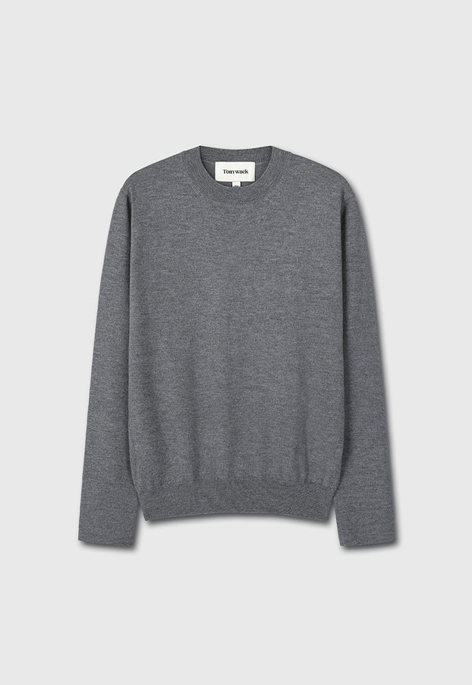 Super Fine Wool Cuffs Button Knit_ Grey