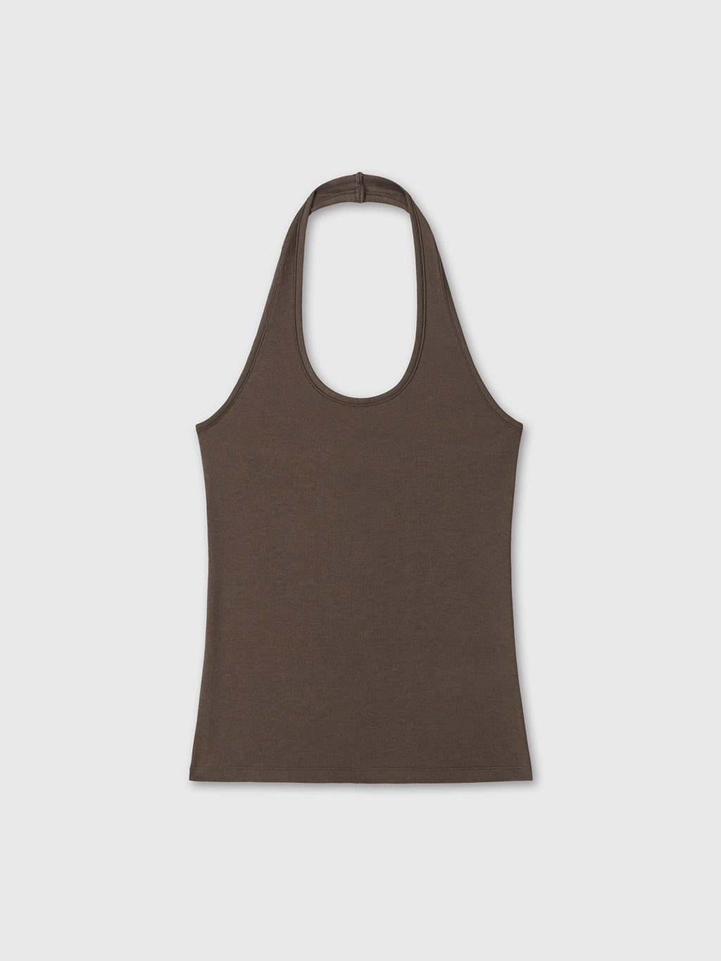 (W) HALTER TOP_ BROWN