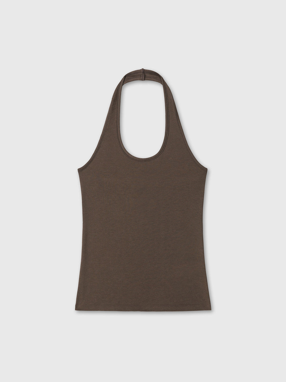 (W) HALTER TOP_ BROWN