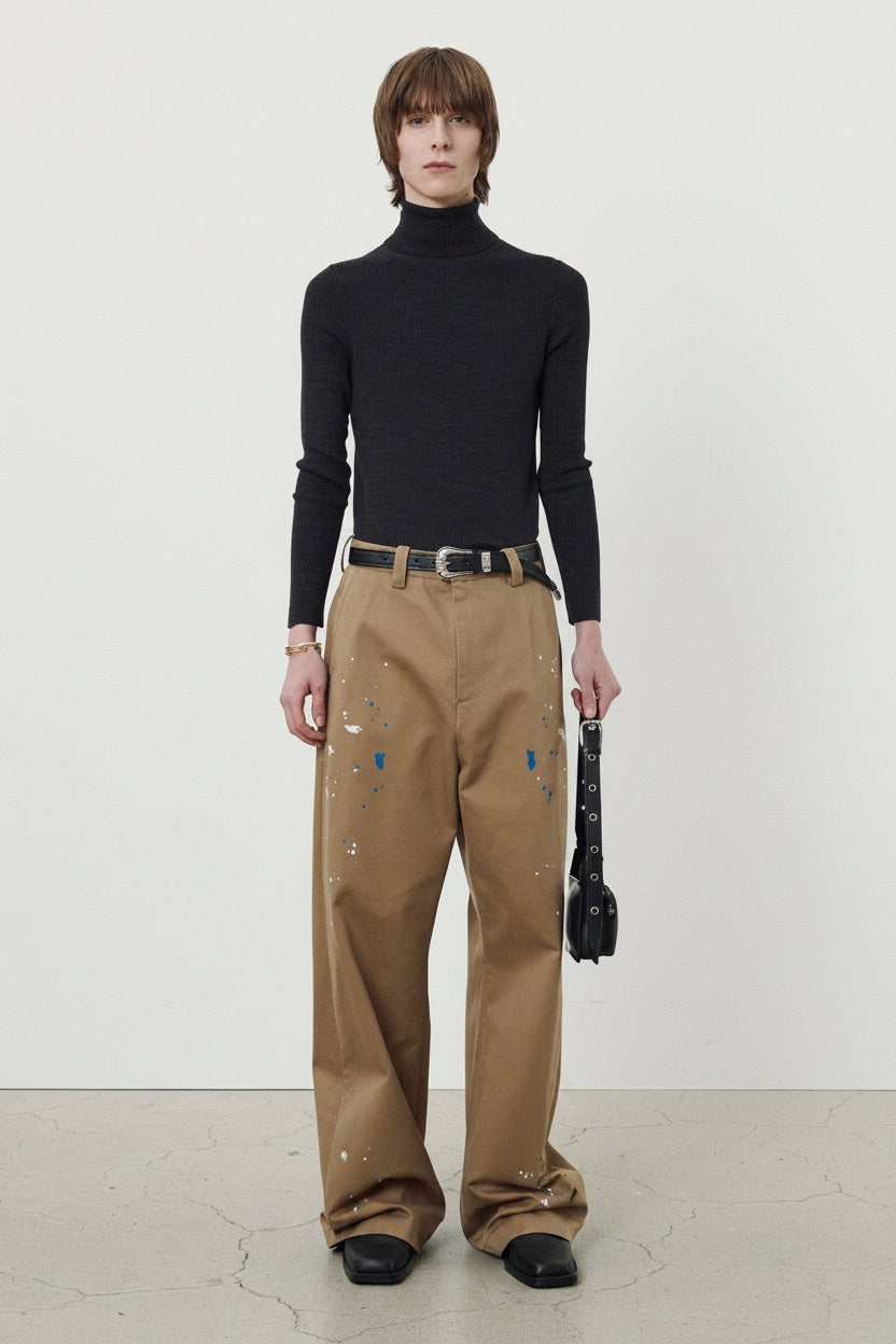 Wide-Leg Heavy Cotton Painter Pants_ Beige
