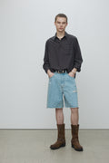 RAW HEM DENIM SHORTS_ LIGHT WASHED BLUE