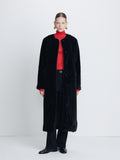 (W) FAUX FUR LONG COAT_ BLACK