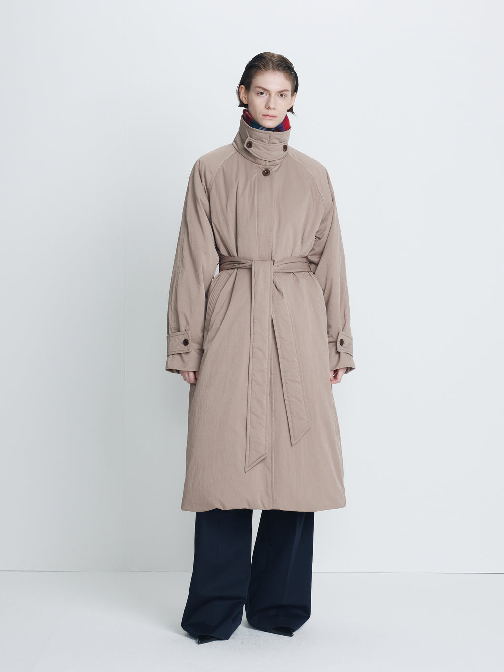 (W) TAILORED TRENCH PUFFER COAT_ BEIGE