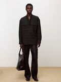 CHECKED WOOL OVERSIZED SHIRT_ DARK BROWN