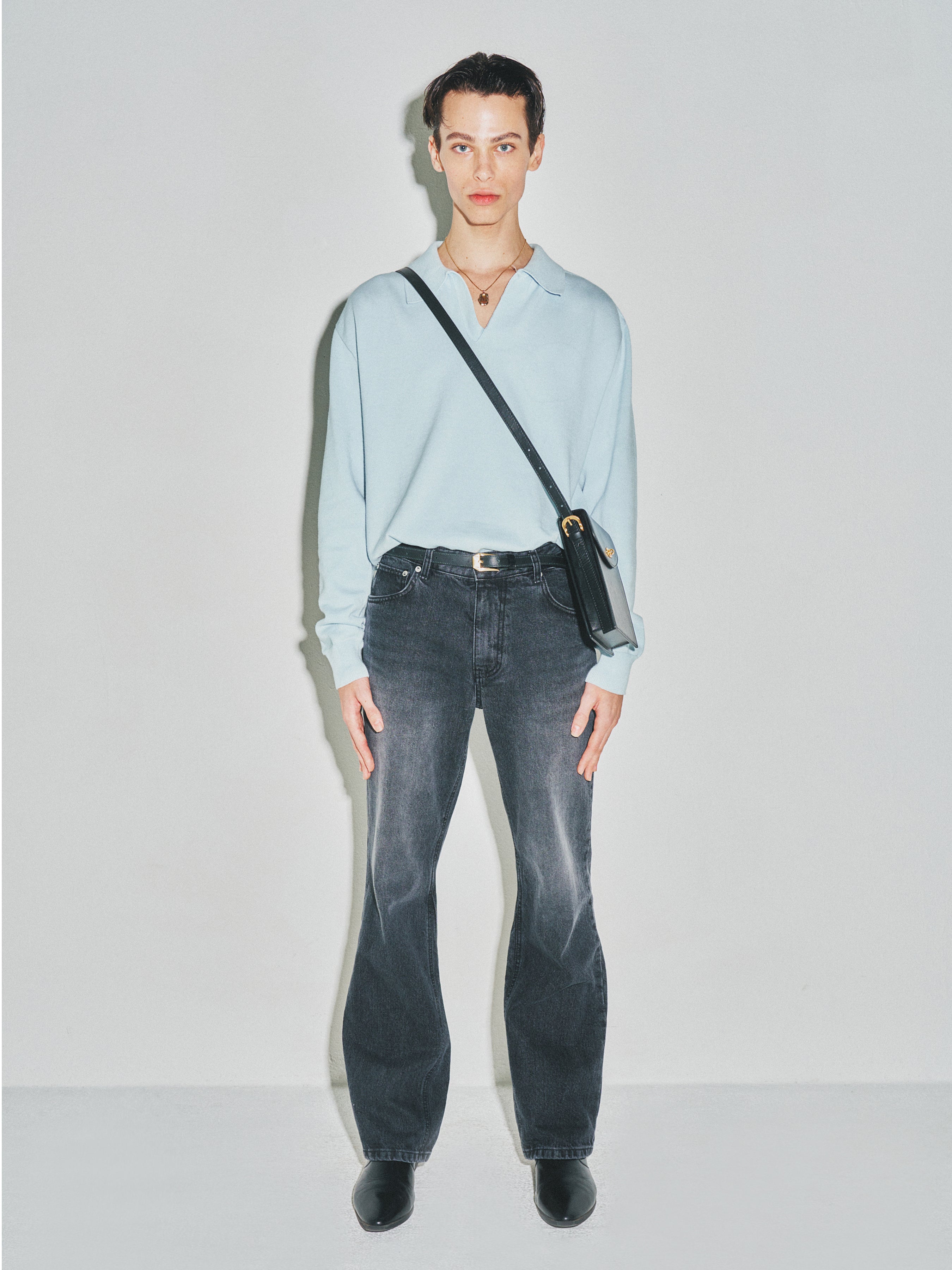 High Count Whole Garment Saddle Neck Knit_ Baby Blue