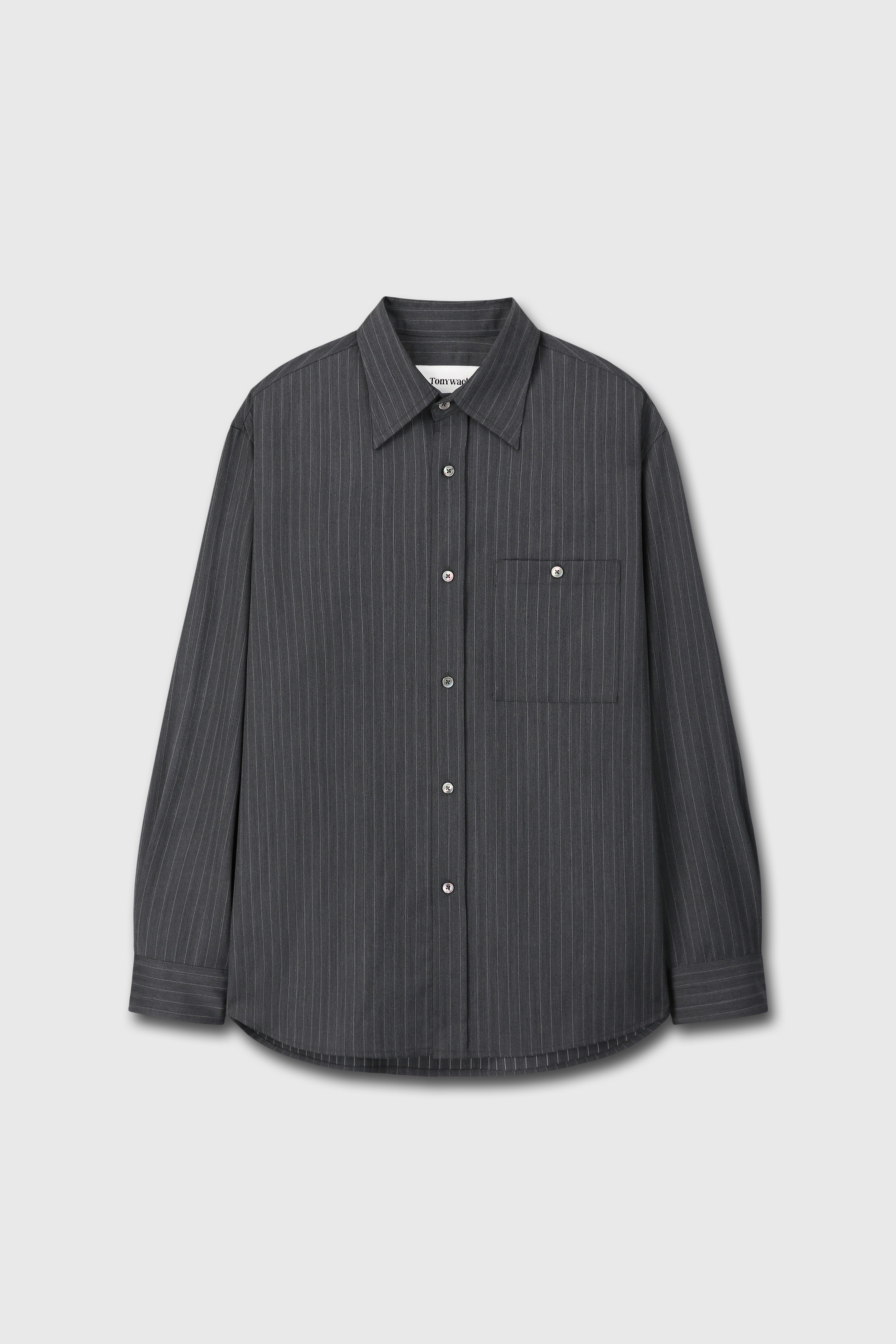 WOOL STRIPED RELAXED SHIRT_ GREY PINSTRIPE